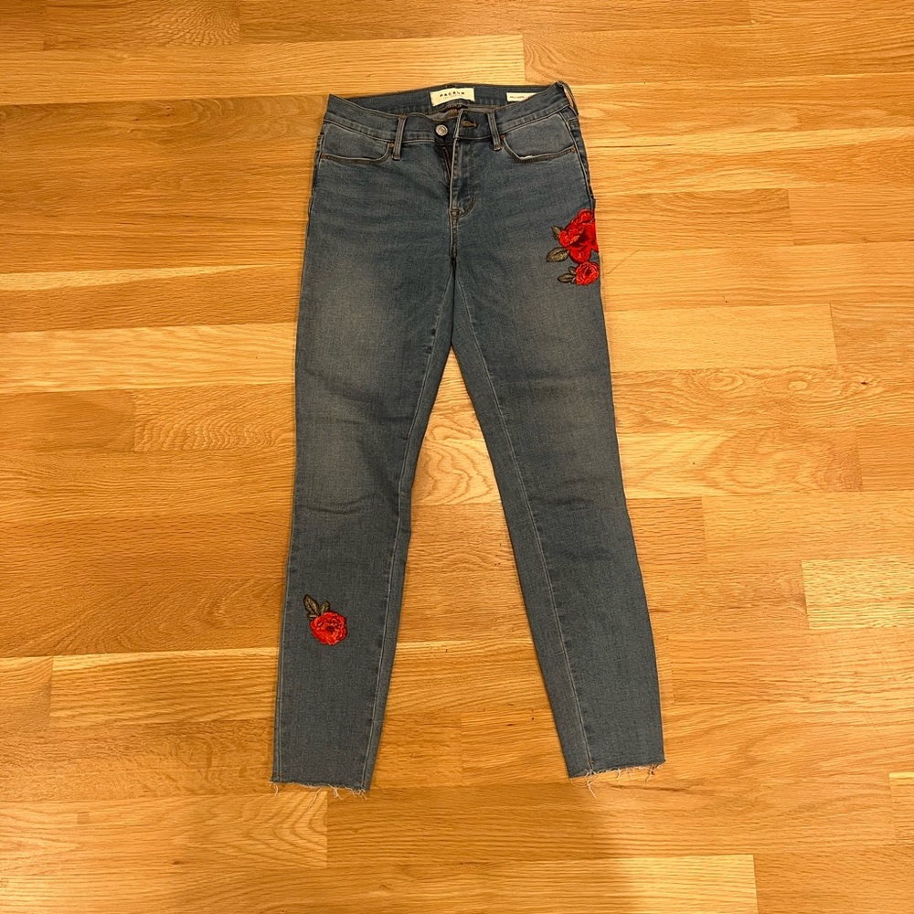 pacsun rose embroidered jeans